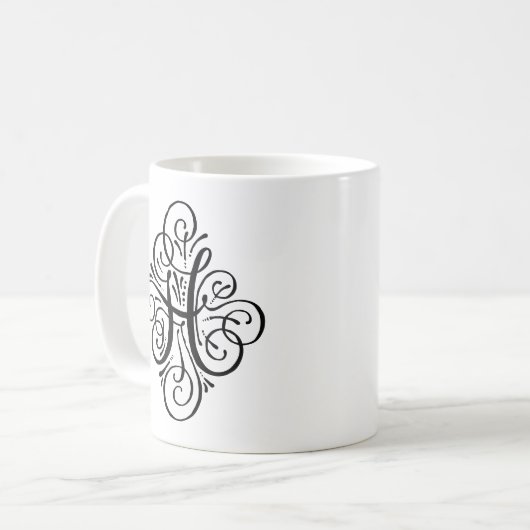 Ornament Monogram Swash Personalisiert Kaffeetasse (Vorderseite Links)