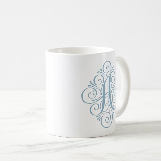 Ornament Monogram Swash Personalisiert Kaffeetasse (VorderseiteRechts)