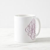 Ornament Monogram Swash Personalisiert Kaffeetasse (VorderseiteRechts)