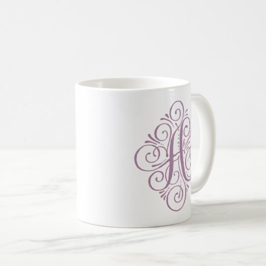Ornament Monogram Swash Personalisiert Kaffeetasse (VorderseiteRechts)
