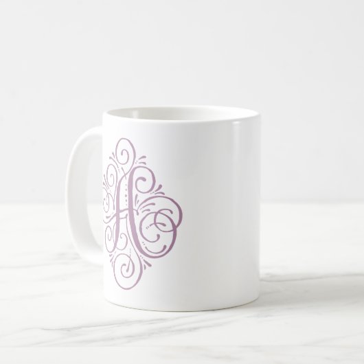 Ornament Monogram Swash Personalisiert Kaffeetasse (Vorderseite Links)