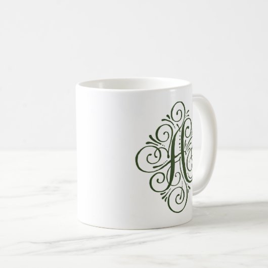 Ornament Monogram Swash Personalisiert Kaffeetasse (VorderseiteRechts)