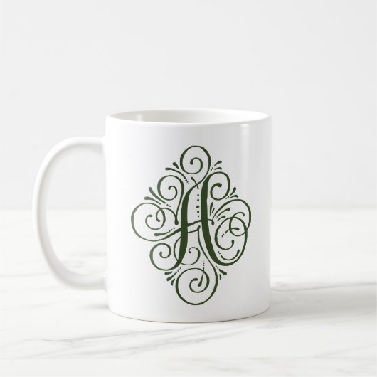 Ornament Monogram Swash Personalisiert Kaffeetasse (Links)