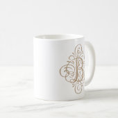 Ornament Monogram Swash Personalisiert Kaffeetasse (VorderseiteRechts)