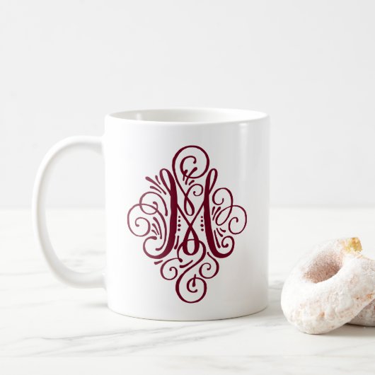 Ornament Monogram Swash Personalisiert Kaffeetasse (Mit Donut)