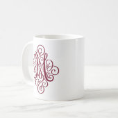 Ornament Monogram Swash Personalisiert Kaffeetasse (Vorderseite Links)
