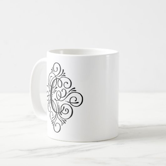 Ornament Monogram Swash Personalisiert Kaffeetasse (Vorderseite Links)
