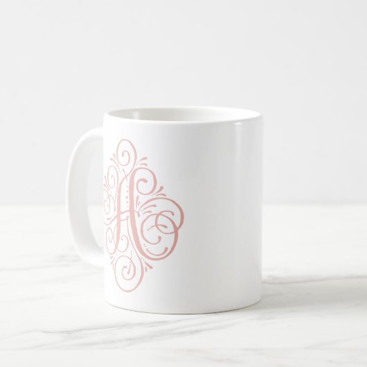 Ornament Monogram Swash Personalisiert Kaffeetasse (Vorderseite Links)