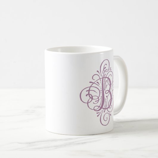 Ornament Monogram Swash Personalisiert Kaffeetasse (VorderseiteRechts)