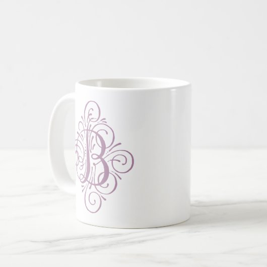 Ornament Monogram Swash Personalisiert Kaffeetasse (Vorderseite Links)