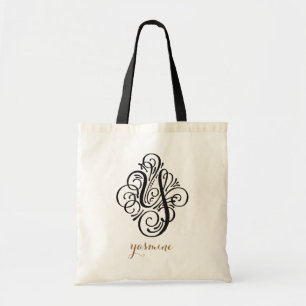 Ornament Monogramm Schwung Personalisierter Anfang Tragetasche
