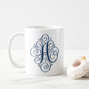 Ornament Monogramm Swash Personalisiert Kaffeetasse