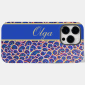 Ornament Muster blau orange Case-Mate iPhone Hülle (Rückseite (Horizontal))