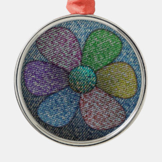 Ornament, Niedliche Denim-Blume, farbenfroh Ornament Aus Metall