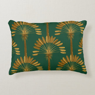 Ornament of Golden palm trees on a green backgroun Dekokissen