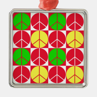 Ornament, Peace Rasta, Rot-Gelb-Grün Silbernes Ornament