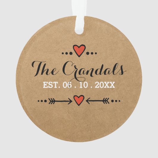 Ornament Pink Heart Arrows - Hochzeitstag - (Rückseite)