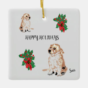 Ornament Poinsettias / Labrador Retriever