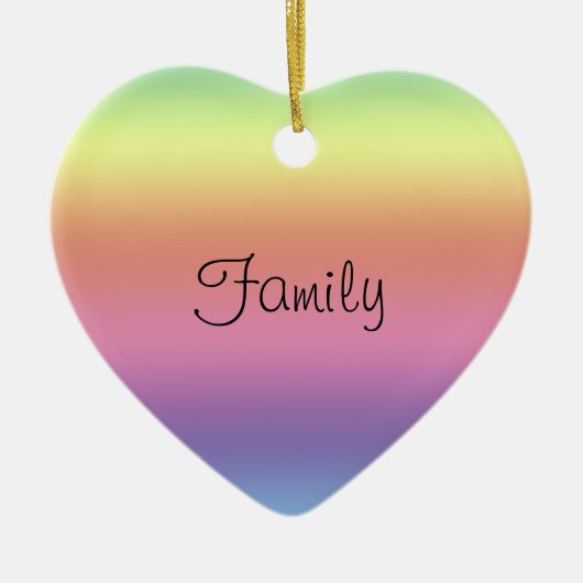 Ornament - Regenbogenfarben und Familienherz (Vorne)