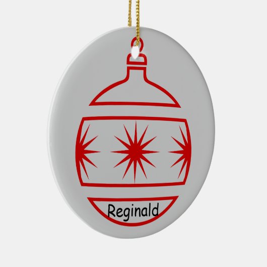 Ornament - Rote Sterne, Name, Jahr (Rechts)