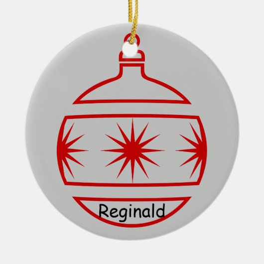 Ornament - Rote Sterne, Name, Jahr (Vorne)