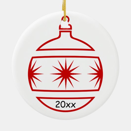 Ornament - Rote Sterne, Name, Jahr (Hinten)