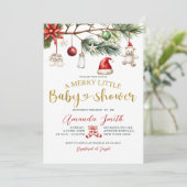 Ornament Santa Merry Little Baby Shower Einladung (Stehend Vorderseite)
