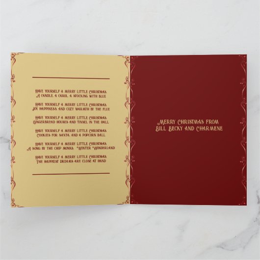 ORNAMENT SPARKLING GOLD RED FRAME Urlaub Karte (Innenseite)