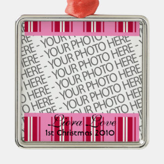 Ornament, Square Premium, Template, Add your pic! Silbernes Ornament