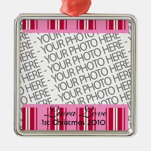 Ornament, Square Premium, Template, Add your pic! Silbernes Ornament (Vorne)