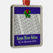 Ornament, Square Premium, Template, Add your pic! Silbernes Ornament (Rechts)