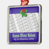 Ornament, Square Premium, Template, Add your pic! Silbernes Ornament (Links)