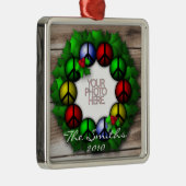 Ornament, Square Premium, Template, Add your pic! Silbernes Ornament (Rechts)