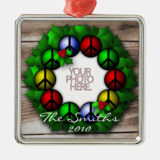 Ornament, Square Premium, Template, Add your pic! Silbernes Ornament