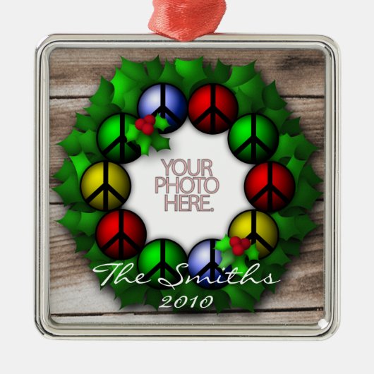 Ornament, Square Premium, Template, Add your pic! Silbernes Ornament (Vorne)