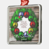 Ornament, Square Premium, Template, Add your pic! Silbernes Ornament (Links)