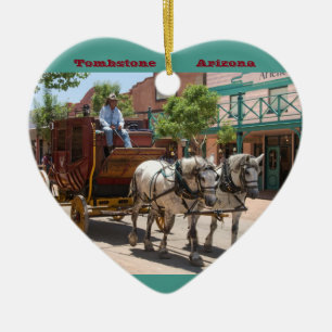 Ornament: Stagecoach Ride #3 (Herz grün) Keramik Ornament