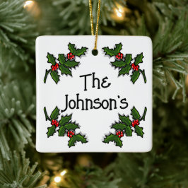 Ornament - Text in Holly Branches Gerahmt