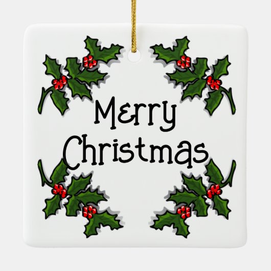 Ornament - Text in Holly Branches Gerahmt (Rückseite)