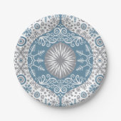Ornament und Schnee Winter Papier Teller (Vorderseite)