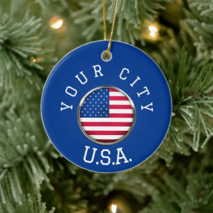 Ornament - USA Personalisiert - Name der Stadt hin