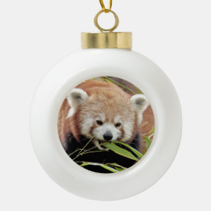 Ornament. Weihnachten, roter Panda. Panda roux. Keramik Kugel-Ornament