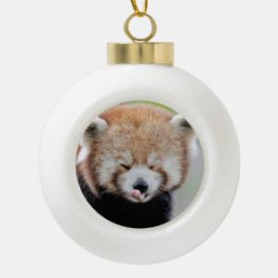Ornament. Weihnachten, roter Panda. Panda roux. Keramik Kugel-Ornament