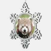 Ornament. Weihnachten roter Panda, Panda roux. Schneeflocken Zinn-Ornament (Rechts)