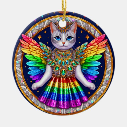 Ornament Weihnachts Rainbow Angel Cat (Vorne)