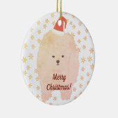 Ornament, Weihnachts-Spitz Hund Schneeflocken Keramik Ornament (Rechts)
