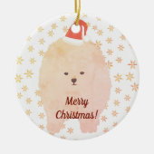 Ornament, Weihnachts-Spitz Hund Schneeflocken Keramik Ornament (Vorne)