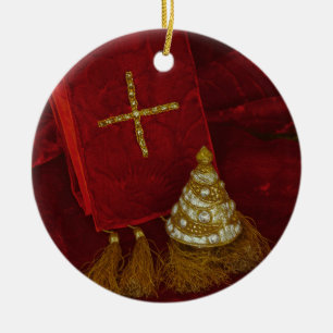 Ornament Weihnachtsbaum Kreuzreligiös rot