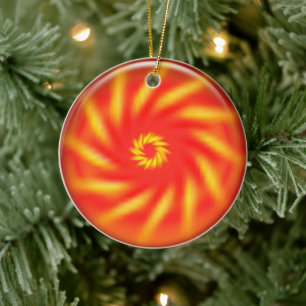 Ornament - Windrad innerhalb einer roten 3D-Kugel