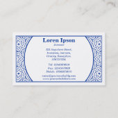 Ornamental 01 - Navy Blue on White Visitenkarte (Rückseite)
